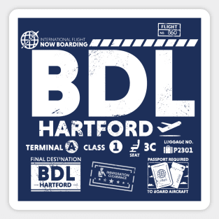 Vintage Hartford BDL Airport Code Travel Day Retro Travel Tag Magnet